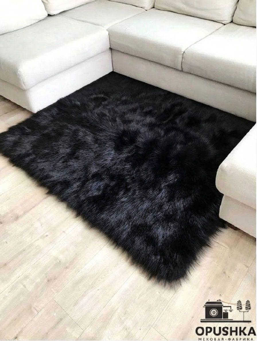 Меховые ковры из бобра черного не стриженного